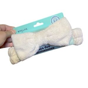 SpaLife White bow spa duo headband & wristband set